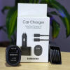 CargadorAutoSamsung Cargador para auto Samsung con 2 puertos USB y tipo C + cable C a C